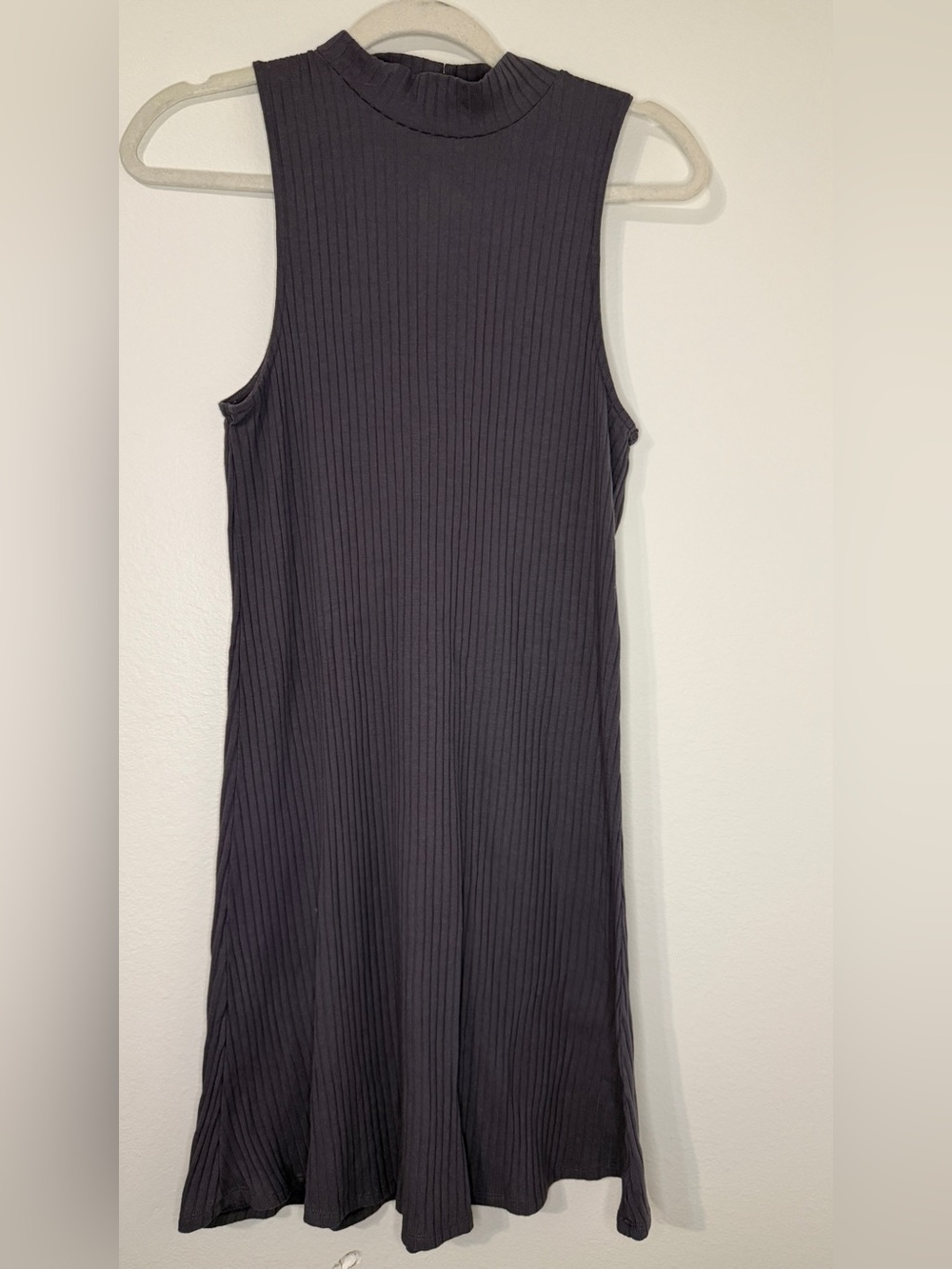 American Eagle Outfitters Ribbed Sleeveless Midi Dress - Charcoal